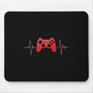 Gamer Heartbeat Pulse Video Game Controller Gaming Muismat