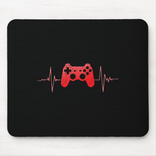 Gamer Heartbeat Pulse Video Game Controller Gaming Muismat (Voorkant)