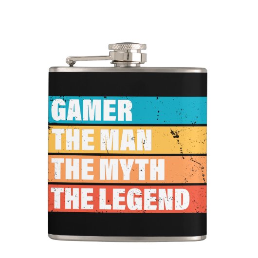 Gamer. Het Man. De mythe. De Legende. Heupfles (Voorkant)