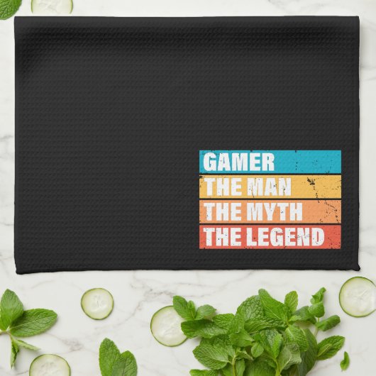Gamer. Het Man. De mythe. De Legende. Theedoek (Gevouwen)