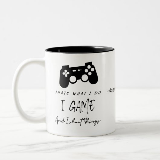 Gamer I Game & I Shoot Dingen Grappig Gift Tweekleurige Koffiemok (Links)