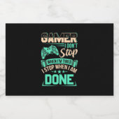 Gamer ik stop als ik klaar ben sparkling wijnetiket (Enkel label)
