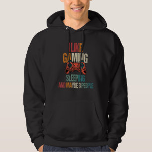 Gamer Ik vind gamen leuk Slapen En misschien 3 men Hoodie