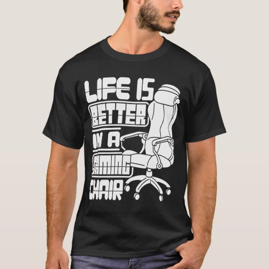 Gamer in een game-stoel Video Game Player T-shirt (Voorkant)