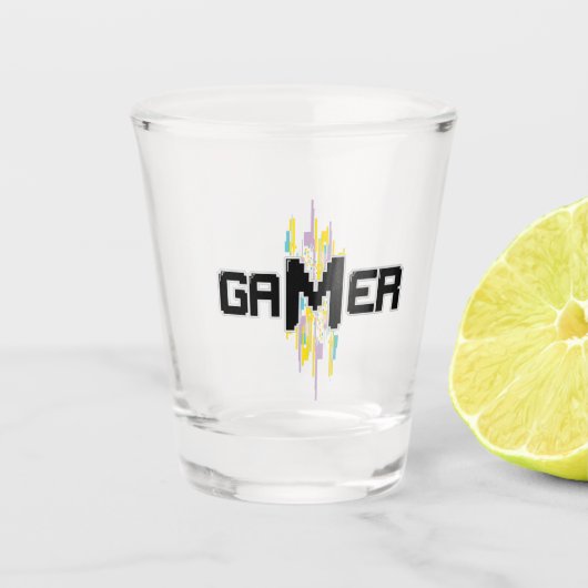 Gamer in shot Gamer. Shot Glas (Voorkant)
