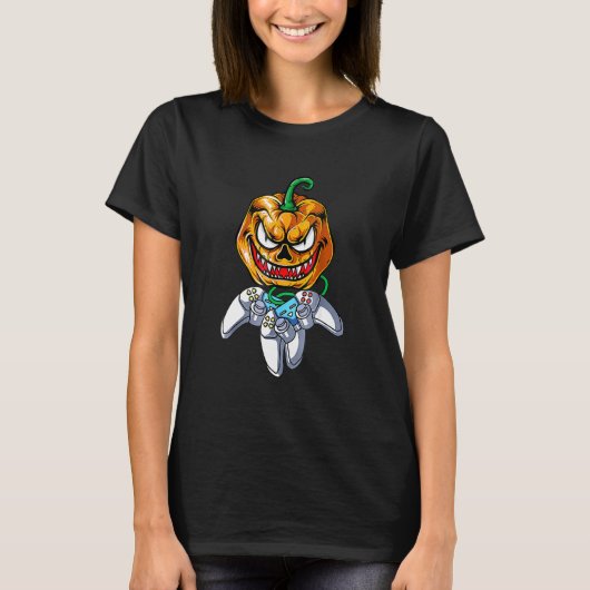 Gamer Jackolantern Pumpkin Halloween Jack O Lanter T-shirt (Voorkant)