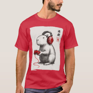 Gamer Japanse Kunst Mannen Vrouwen Funny Capybara T-shirt