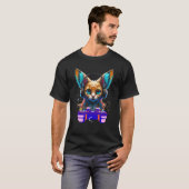 Gamer Javaanse kat speler dier videogamer mannen T-shirt (Voorkant volledig)