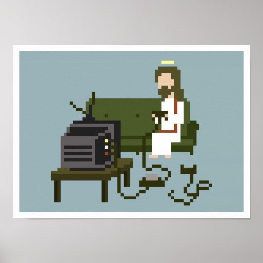 Gamer Jesus Pixel Art Poster (Voorkant)