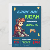 Gamer Jongen Blauwe Video Game Verjaardag Kaart (Voorkant)