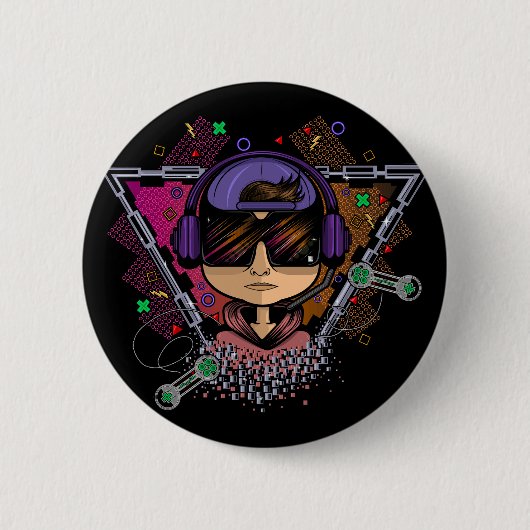 Gamer Jongen Ronde Button 5,7 Cm (Voorkant)