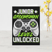 Gamer Junior Groomsman Level Unlocked Video Gaming Kaart (Gele Bloem)