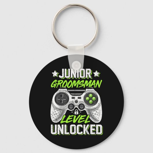 Gamer Junior Groomsman Level Unlocked Video Gaming Sleutelhanger (Voorkant)