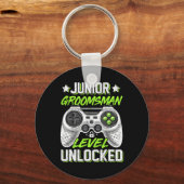 Gamer Junior Groomsman Level Unlocked Video Gaming Sleutelhanger (Voorkant)