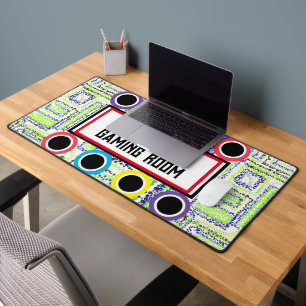 Gamer Kamer Geometrisch Groen Blauwe Cirkels Sterr Bureaumat