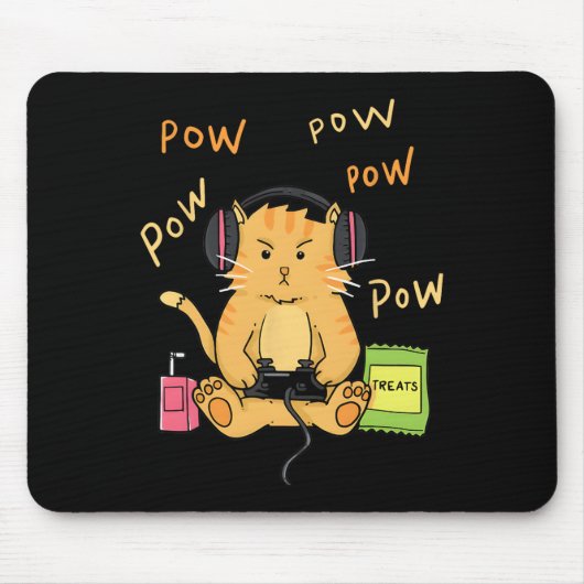 Gamer Kat Cute Kitty Koptelefoon Controller Trakta Muismat (Voorkant)