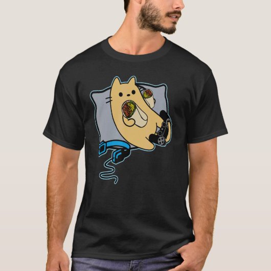 Gamer Kat Eet Burrito T-shirt (Voorkant)