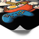 Gamer Kat Eet Ramen - Gaming Liefhebber Console Ga Poster (Hoek)
