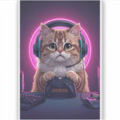 Gamer Kat Kids Sticker – Grappige Cartoon Kitten (Voorkant)