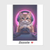 Gamer Kat Kids Sticker – Grappige Cartoon Kitten (Vel)