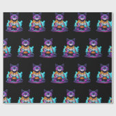 Gamer kat, kitten met game controller anime stijl cadeaupapier (Vlak)