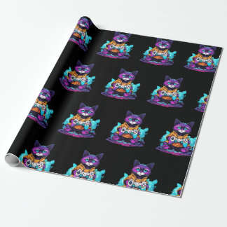 Gamer kat, kitten met game controller anime stijl cadeaupapier