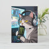 Gamer Kat met Monster Energy D Kaart (Staand voorkant)