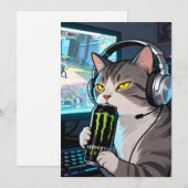 Gamer Kat met Monster Energy D Kaart (Voorkant / Achterkant)