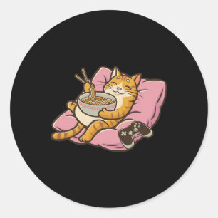Gamer Kat Ramen Kawaii Gamen Japanse Vrouwen Meisj Ronde Sticker