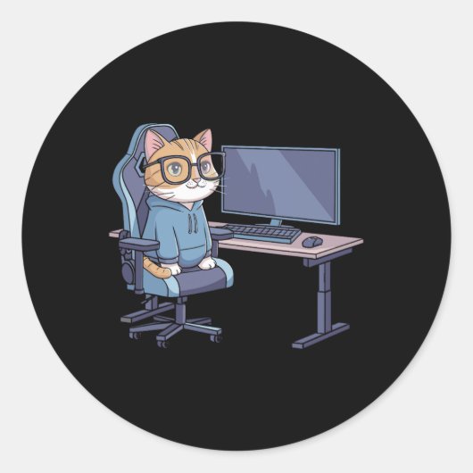 Gamer Kat Squad Grappige Meme 1 Ronde Sticker (Voorkant)
