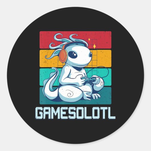 Gamer Kawaii Anime B Ronde Sticker (Voorkant)