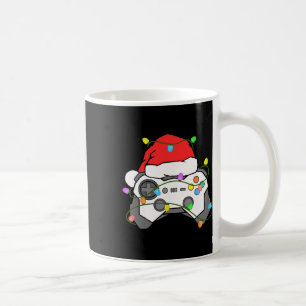 Gamer Kerst Spelende Kerstman Hoed Videospel Bestu Koffiemok