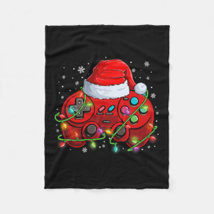 Gamer Kerstmis Videogame Santa Hat Lights Gaming Fleece Deken