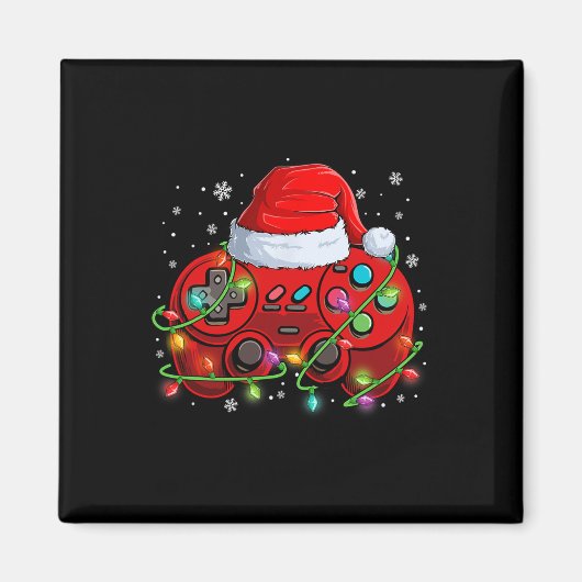 Gamer Kerstmis Videogame Santa Hat Lights Gaming Magneet (Voorkant)