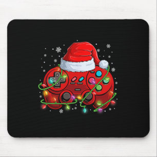Gamer Kerstmis Videogame Santa Hat Lights Gaming Muismat