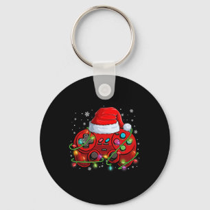 Gamer Kerstmis Videogame Santa Hat Lights Gaming Sleutelhanger