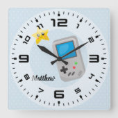 Gamer - kies achtergrondkleur vierkante klok (Voorkant)