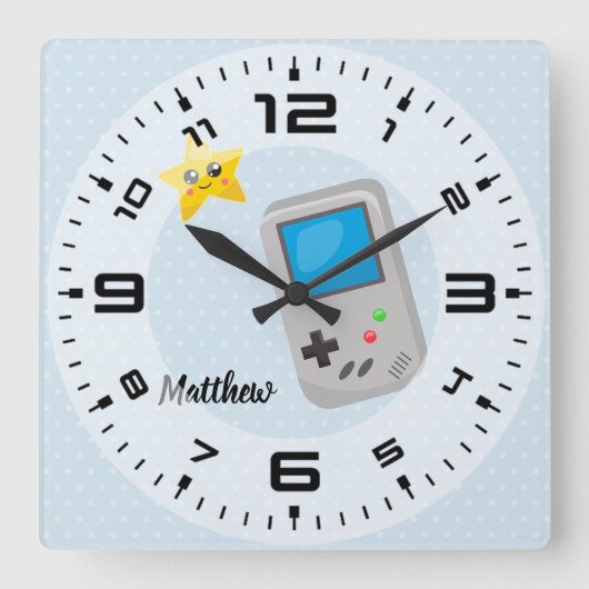 Gamer - kies achtergrondkleur vierkante klok (Voorkant)