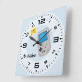 Gamer - kies achtergrondkleur vierkante klok (Hoek)