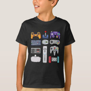 Gamer kinder Pixel art game controllers gamepad T-shirt