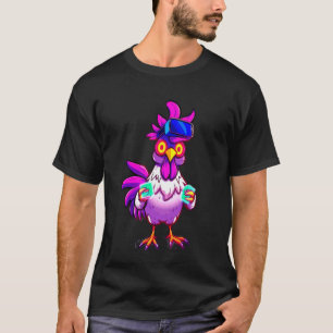 Gamer Kip Zonnebril Grappige Boerderij Haan Tag Ga T-shirt