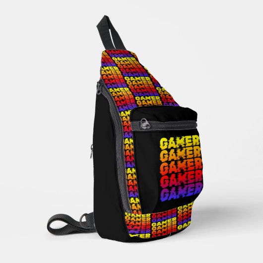 Gamer Kleurrijke Typografie Gaming Sling Bag (Linkerhoek)