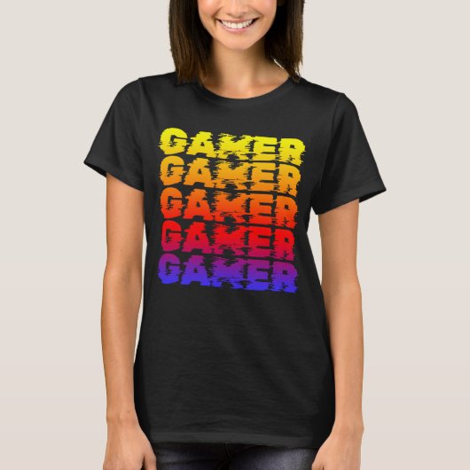 Gamer Kleurrijke Typografie Gaming T-shirt (Voorkant)
