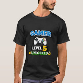 Gamer Level 5 Unlocked Beginner Controller Funny T-shirt