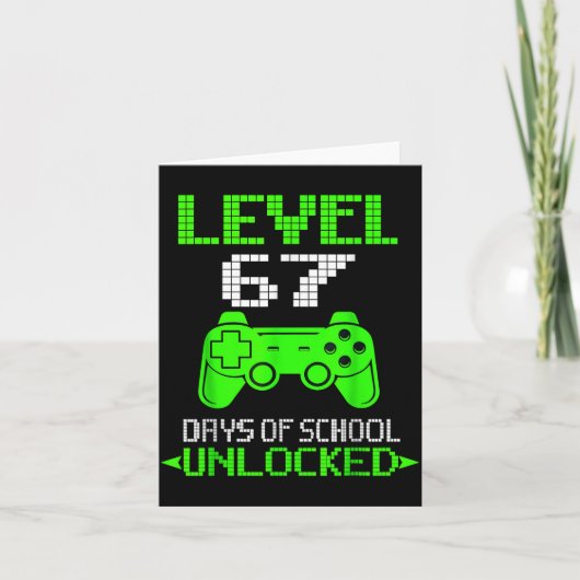 Gamer Level 6 7 Unlocked 100th Day Of School Meme Kaart (Voorkant)