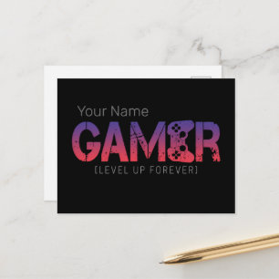 Gamer level omhoog voor altijd gamepad ontwerp feestdagenkaart