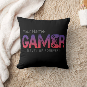 Gamer level omhoog voor altijd gamepad ontwerp kussen