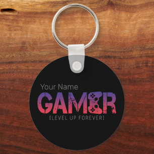 Gamer level omhoog voor altijd gamepad ontwerp sleutelhanger