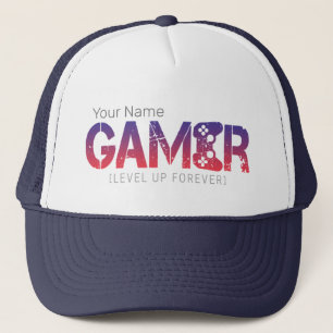 Gamer level omhoog voor altijd gamepad ontwerp trucker pet