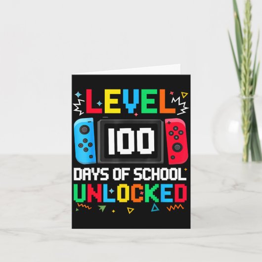 Gamer Level Unlocked 100 Days Of School Student Bo Kaart (Voorkant)